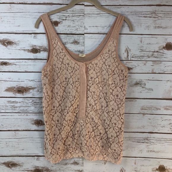 J. Crew Tops - J. Crew Peach Lace Overlay Tank Top